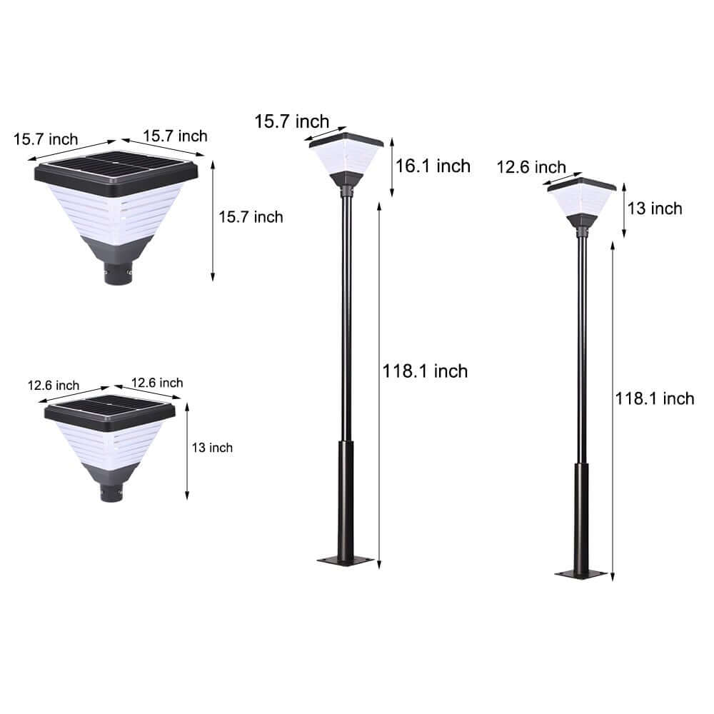 1-Light Black 98-In/118-In Solar LED Square Post Street Light