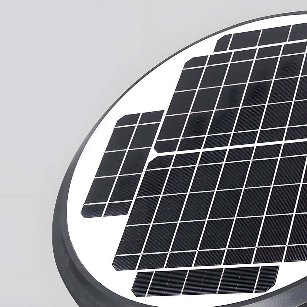 1-Light Round Solar LED Outdoor Lamp Post in Black