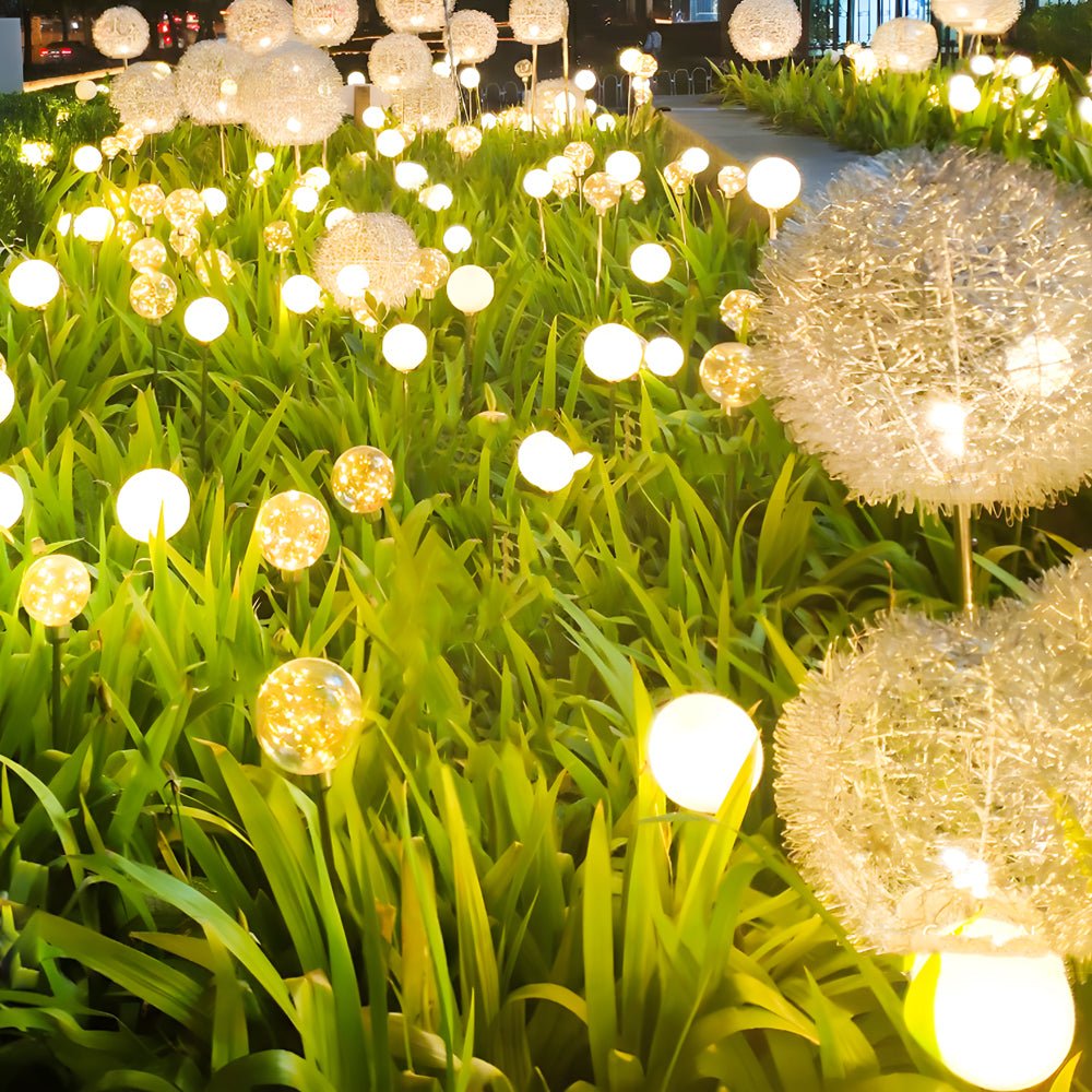 10-Piece Solar Dandelion Pathway Lights LED Outdoor Garden Lighting Set