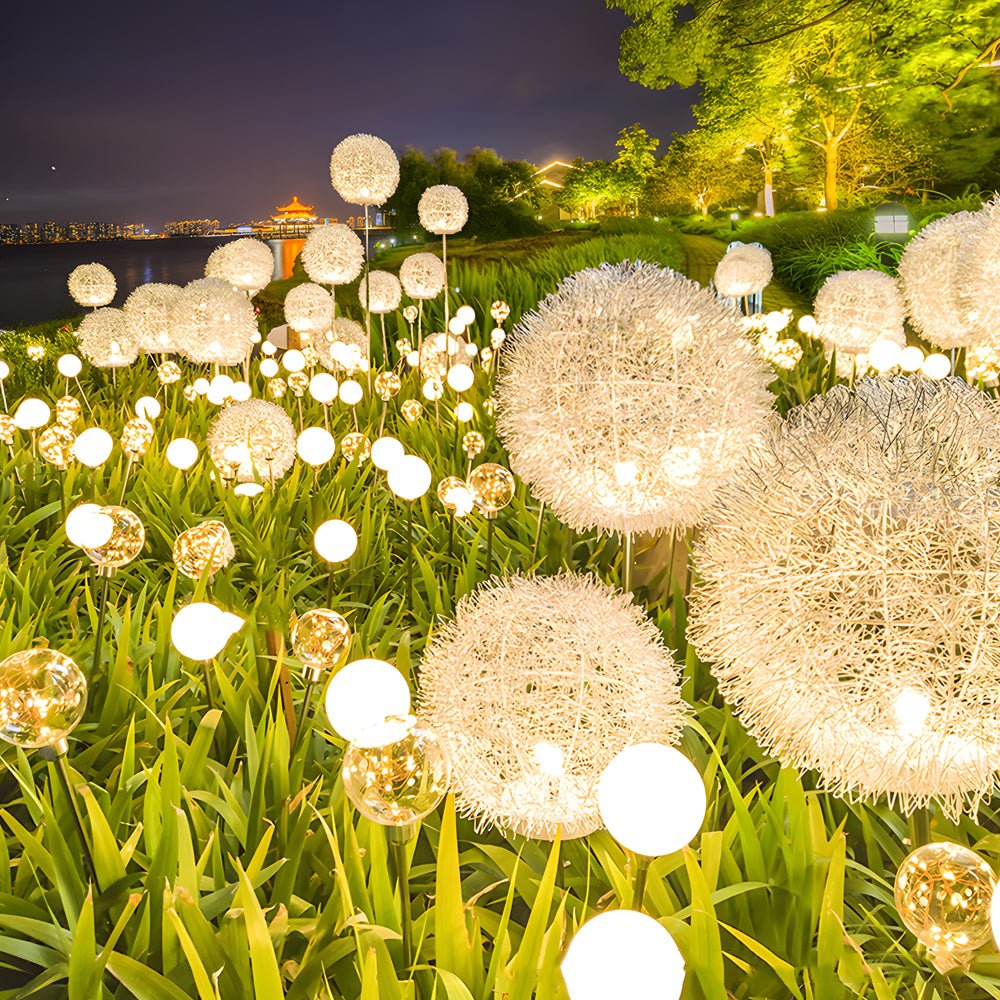 10-Piece Solar Dandelion Pathway Lights LED Outdoor Garden Lighting Set