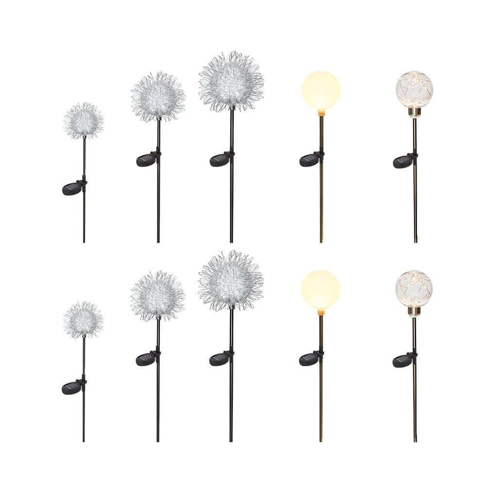10-Piece Solar Dandelion Pathway Lights LED Outdoor Garden Lighting Set