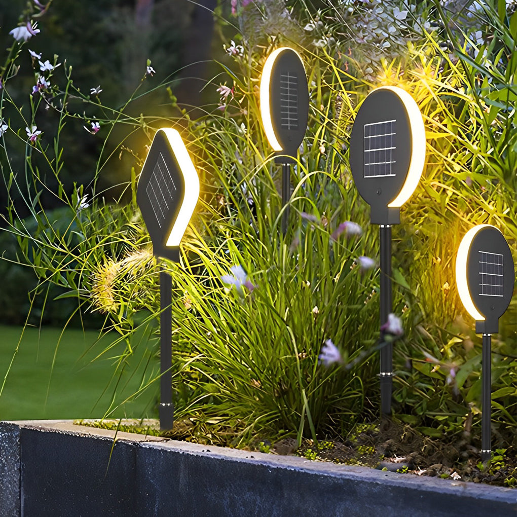 Modern Circular Black Solar LED Lawn Light