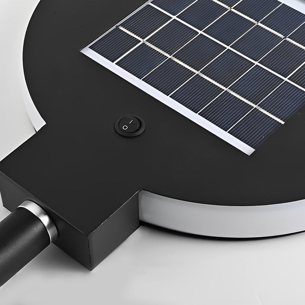 Modern Circular Black Solar LED Lawn Light