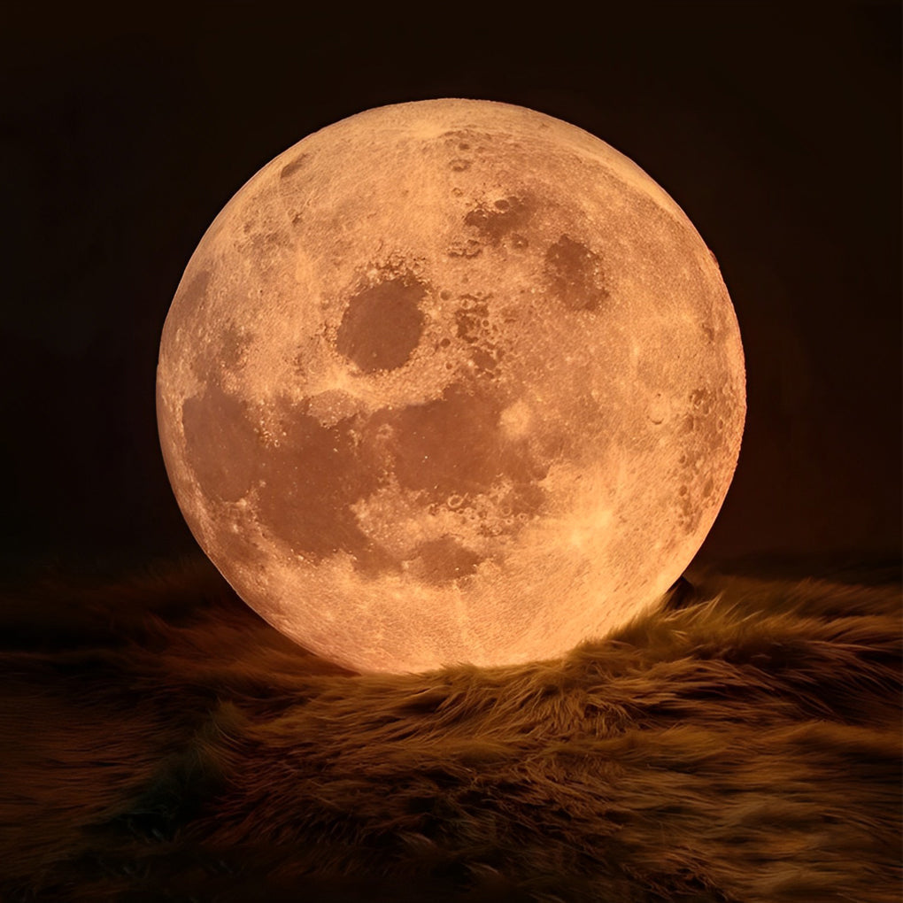 [Open-Box]Round Moon Lunar 3D Creativity White Pendant Lamp Hanging Ceiling Lamp