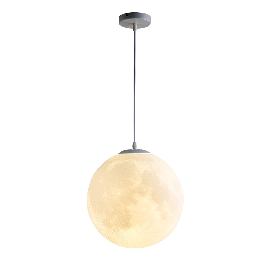 [Open-Box]Round Moon Lunar 3D Creativity White Pendant Lamp Hanging Ceiling Lamp