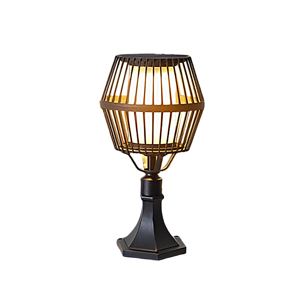 Modern Matte Black Solar Caged Lanterns