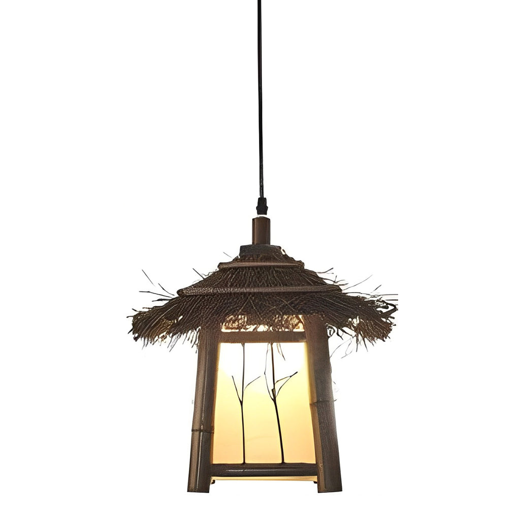 Branch Pattern Bamboo Style Lantern Versatile Outdoor Hanging and Post Light