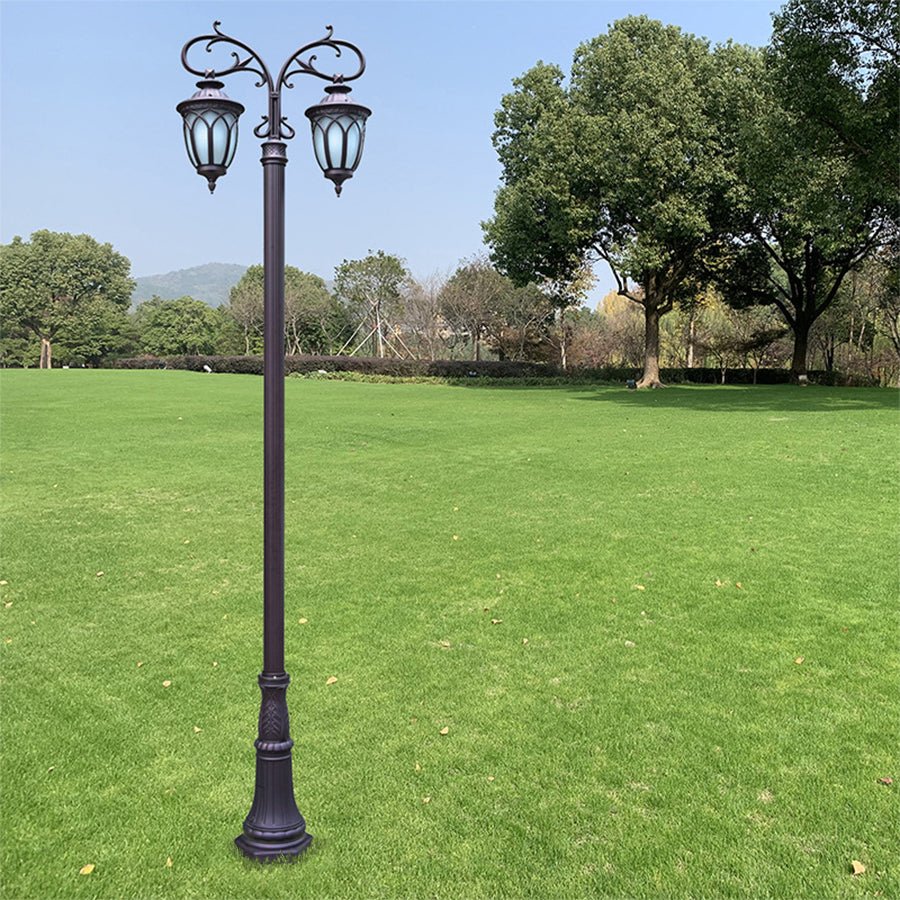 2 Head 118'' Aluminum Waterproof LED Black European Style Street Lights