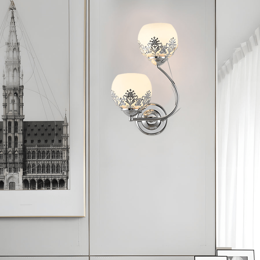 2-Light Glass Flower LED Simple European Style Wall Sconces Lighting