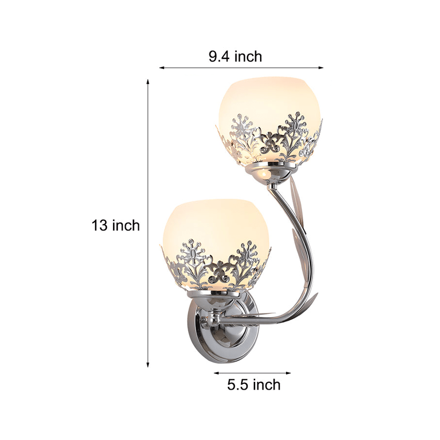 2-Light Glass Flower LED Simple European Style Wall Sconces Lighting