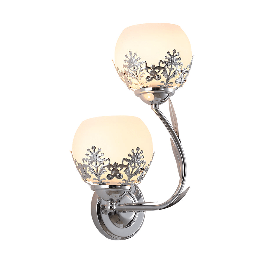 2-Light Glass Flower LED Simple European Style Wall Sconces Lighting