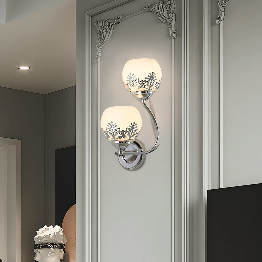 2-Light Glass Flower LED Simple European Style Wall Sconces Lighting