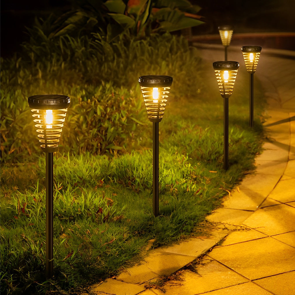 Open Multi-Ring Cone Shape Solar LED Garden Pathway Lights