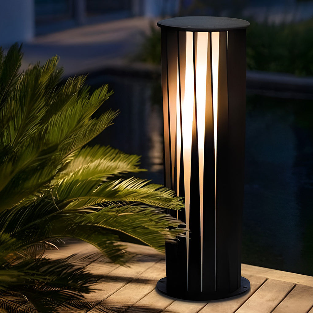 Geometric Black Cage Solar LED Pathway Lights