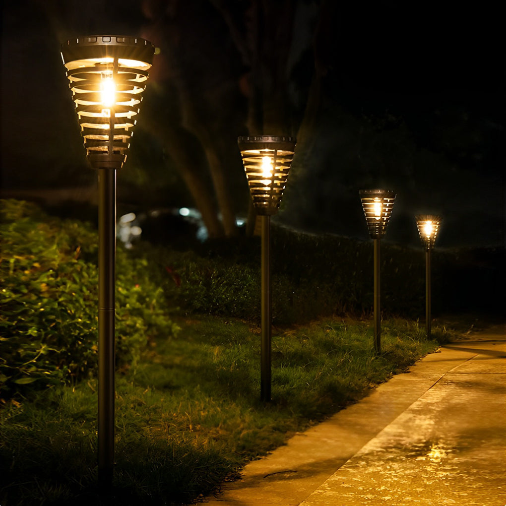 Open Multi-Ring Cone Shape Solar LED Garden Pathway Lights