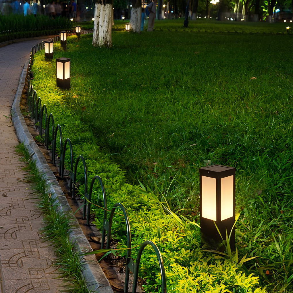 Remote-Controlled Industrial Solar Bollard Lights Waterproof & Square Outdoor Lighting