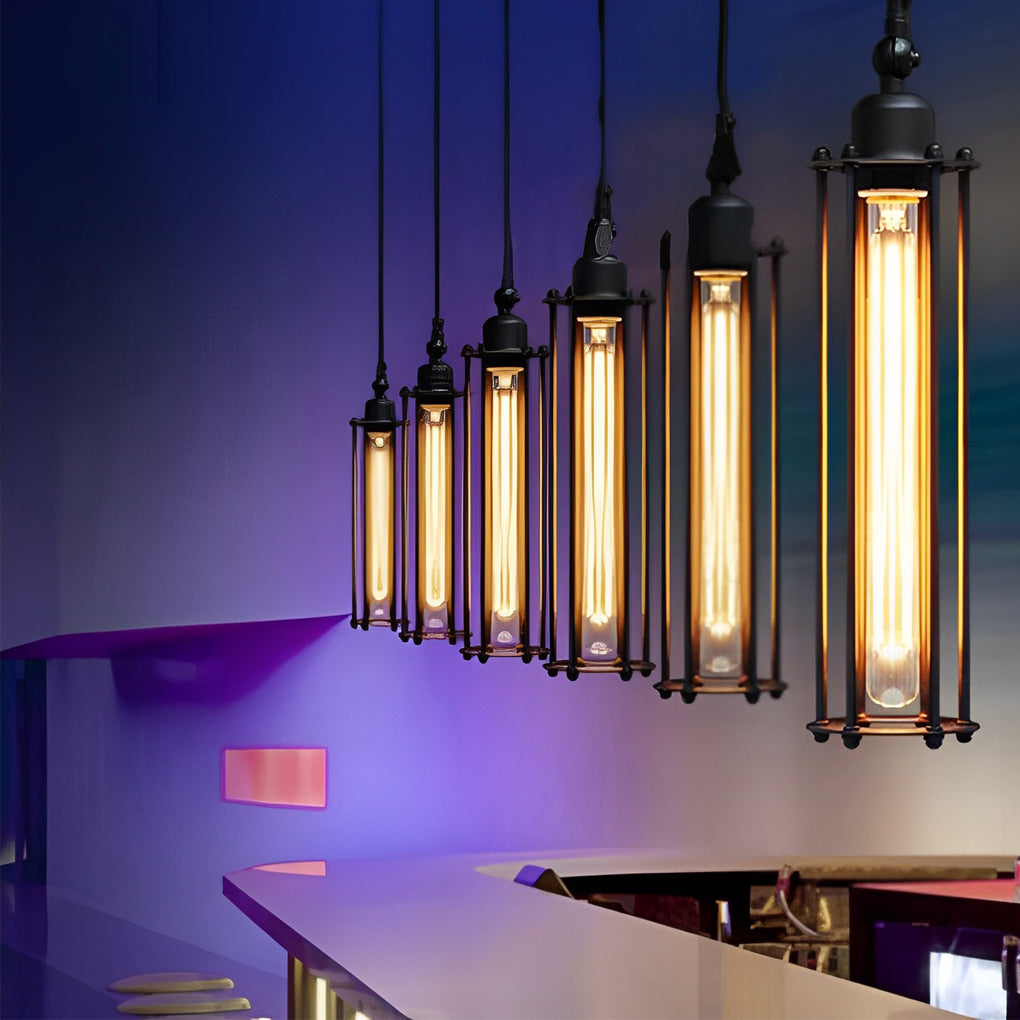 [Open-Box]Retro Iron Energy-saving LED Black Industrial Style Pendant Light Fixture