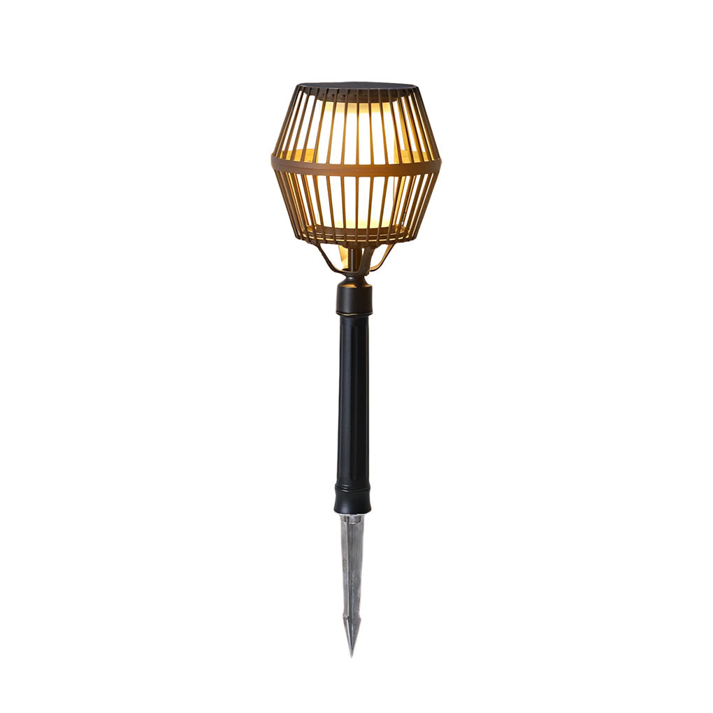 Modern Matte Black Solar Caged Lanterns