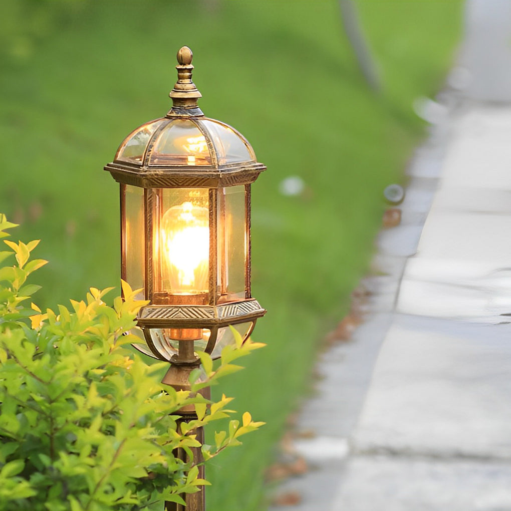 Vintage Golden LED Outdoor Pathway Light Luxury European-style Lawn Lamp