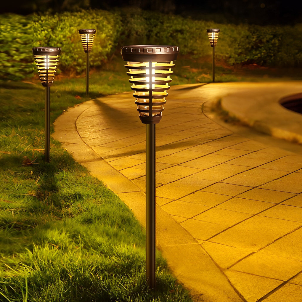 Open Multi-Ring Cone Shape Solar LED Garden Pathway Lights