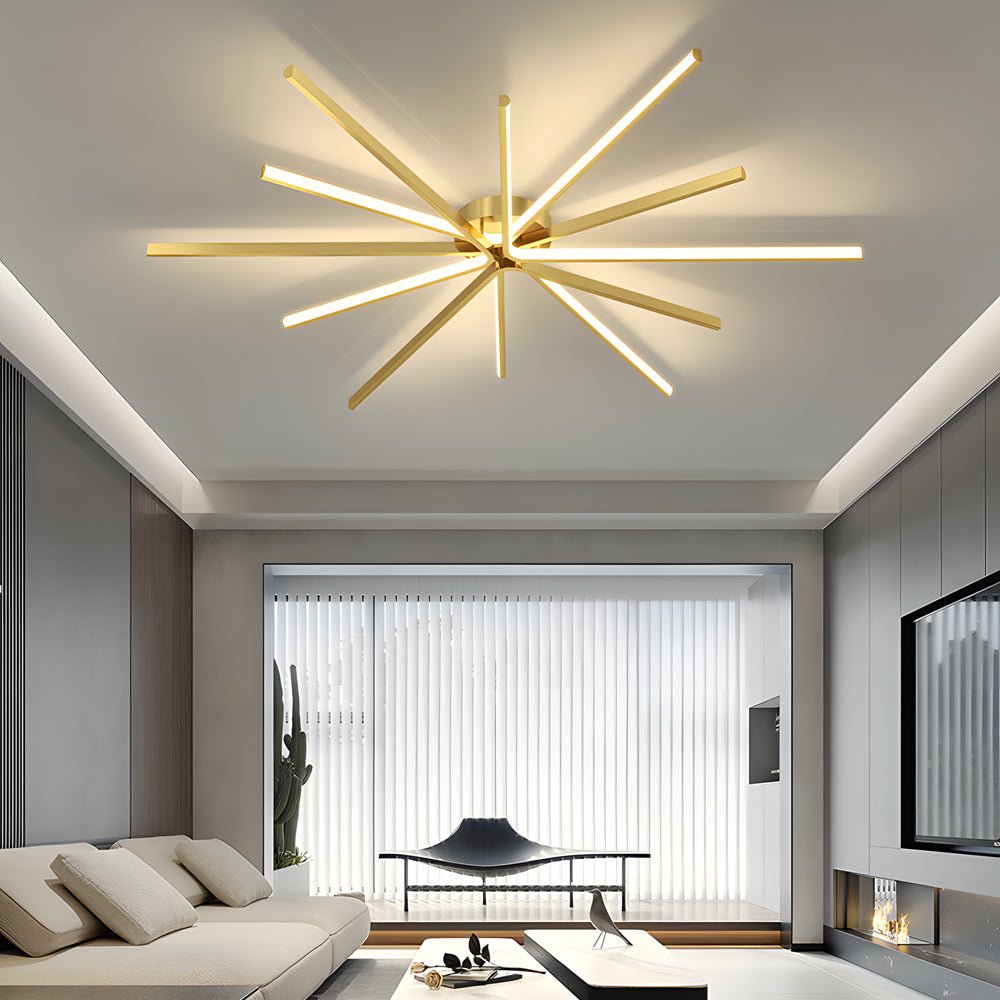 Copper Starbursts Ceiling Light Star-shaped Ceiling Lighting Fixture
