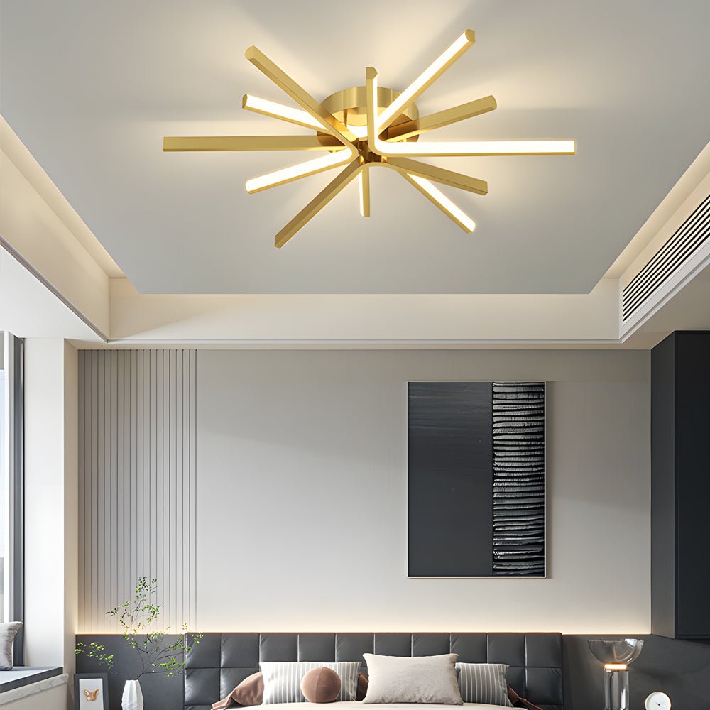 Copper Starbursts Ceiling Light Star-shaped Ceiling Lighting Fixture