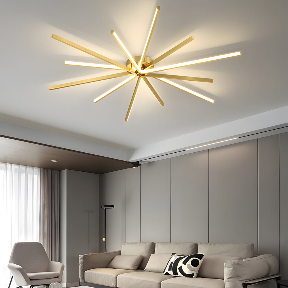 Copper Starbursts Ceiling Light Star-shaped Ceiling Lighting Fixture