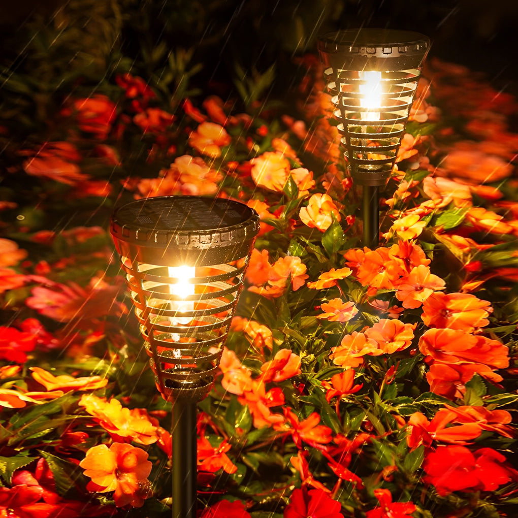 Open Multi-Ring Cone Shape Solar LED Garden Pathway Lights