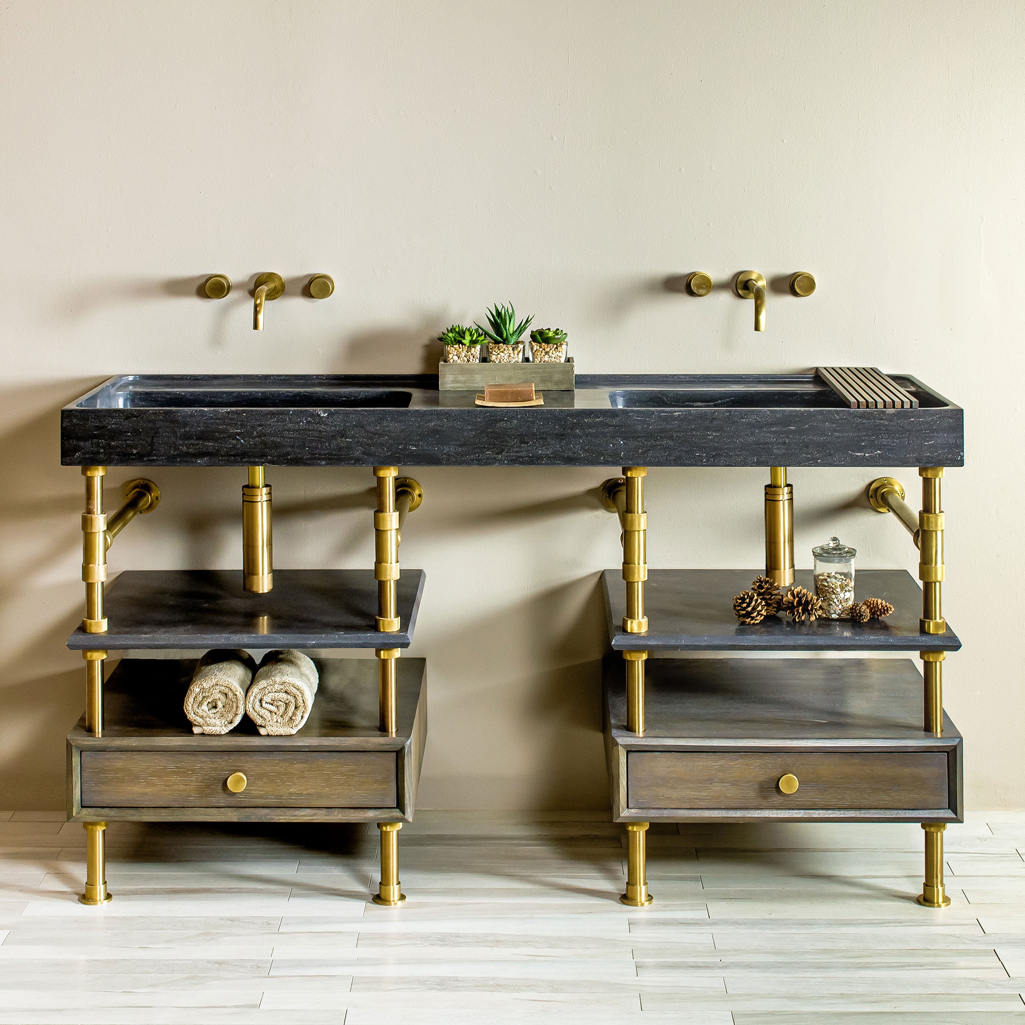 Double Basin Ventus with Faucet Deck paired with Elemental Classic Console Vanity