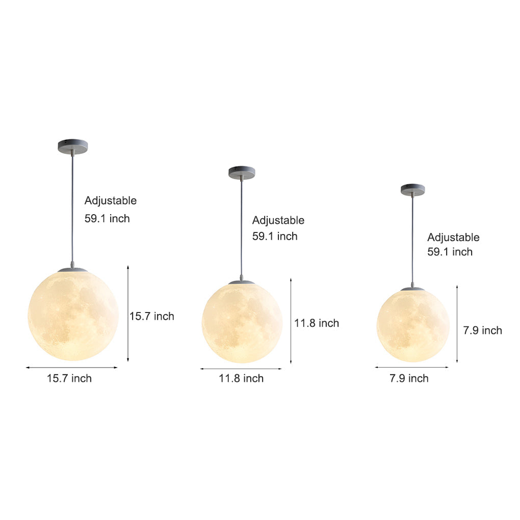 [Open-Box]Round Moon Lunar 3D Creativity White Pendant Lamp Hanging Ceiling Lamp