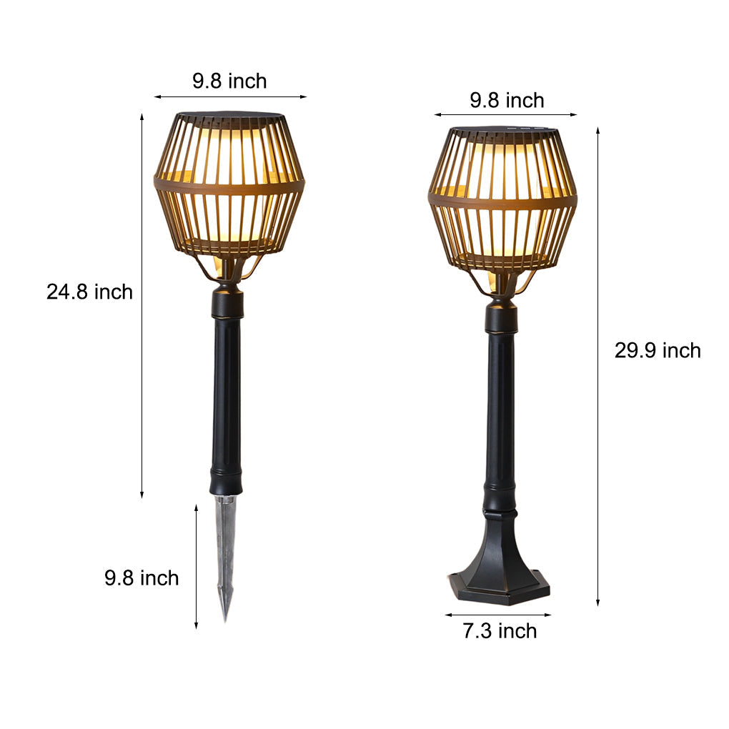 Modern Matte Black Solar Caged Lanterns