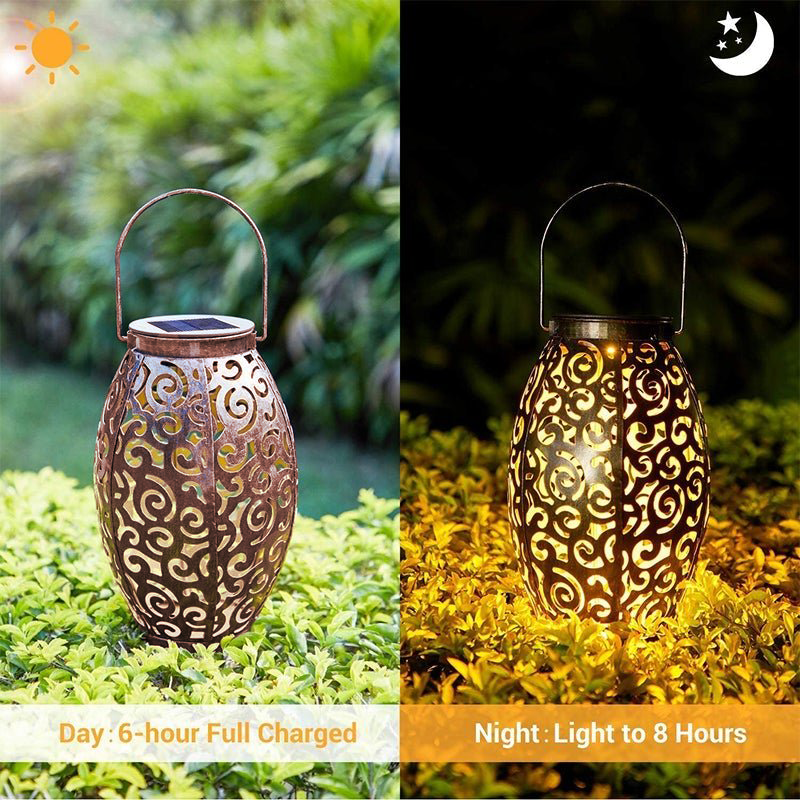 Solar Powered LED Waterproof Red Copper Antique Outdoor Lanterns Solar Lights