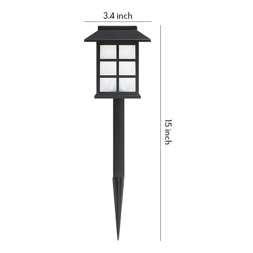 Square Pavilion-shaped Solar Outdoor Lights Black LED Garden Stakes Post Lighting