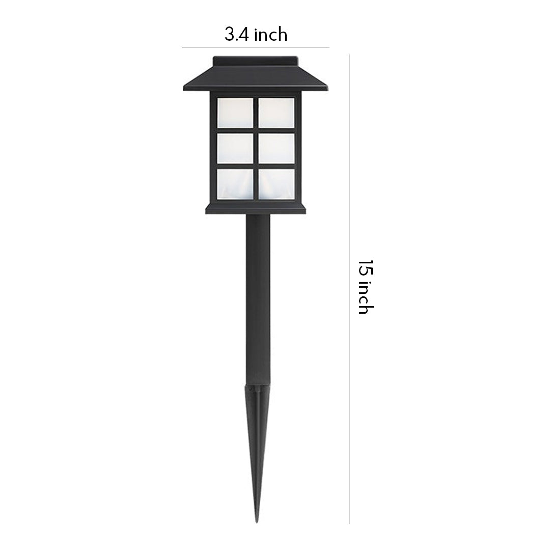 Square Pavilion-shaped Solar Outdoor Lights Black LED Garden Stakes Post Lighting