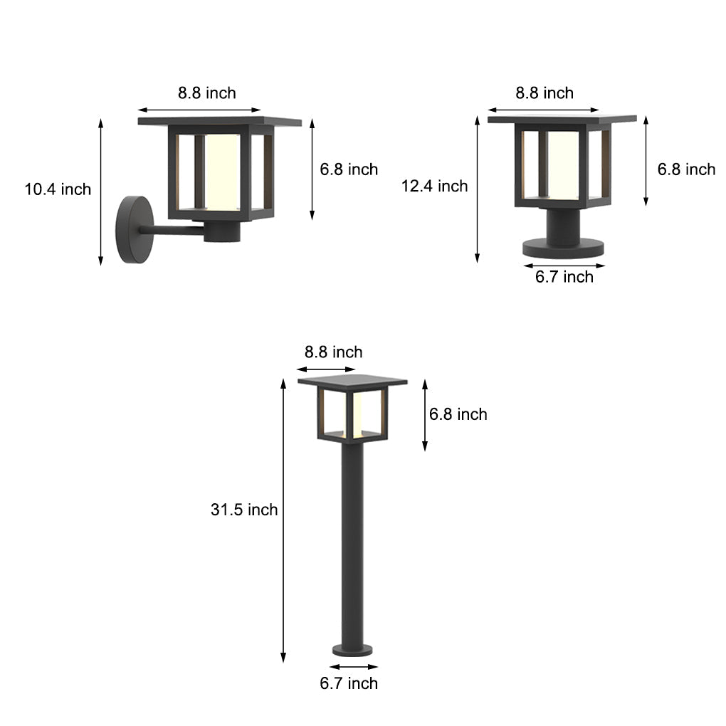 Wide Top LED Post Lights with Rain Shield & Hollow Interior Dual Power Options