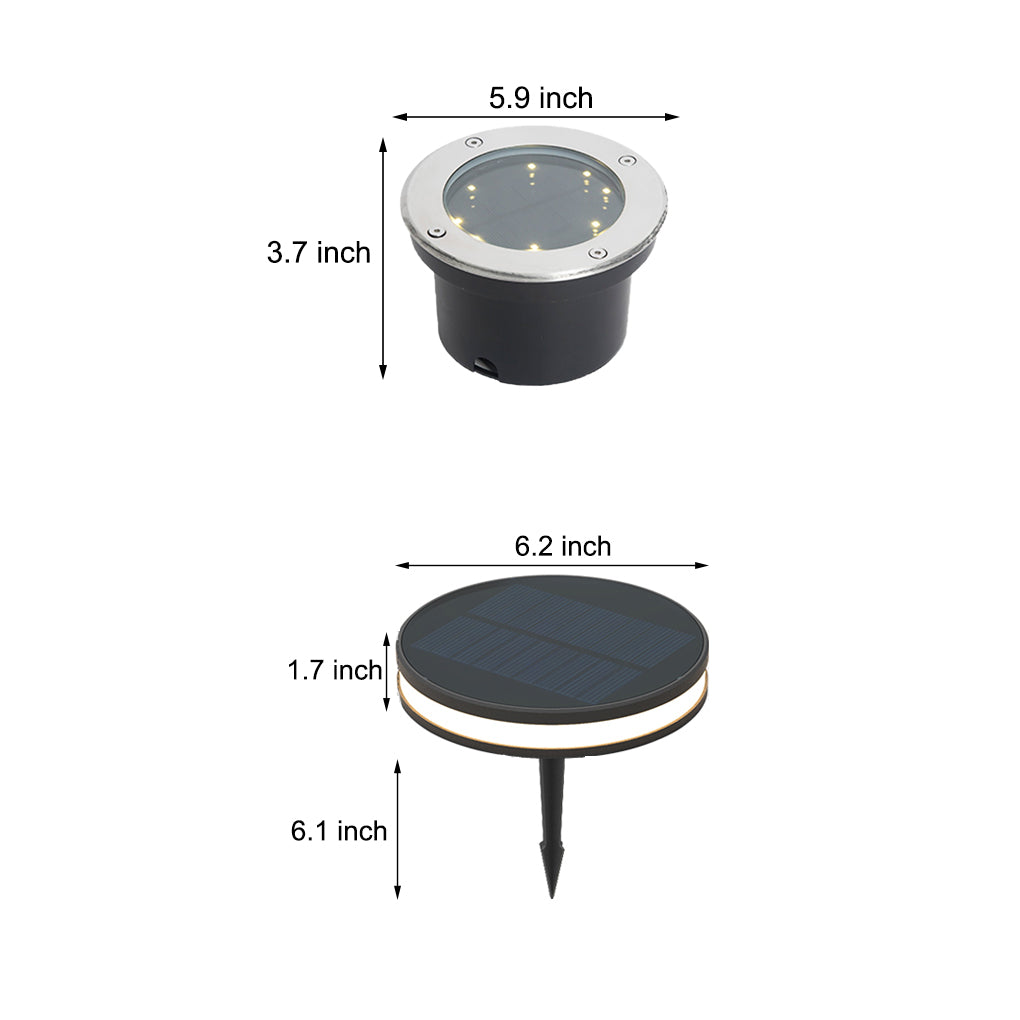 LED Waterproof Ground Dish Lights with Solar Top and Side Emitting Design