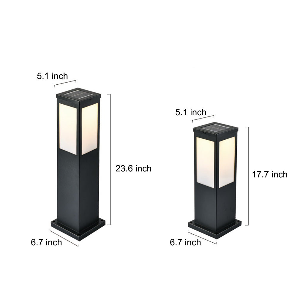 Remote-Controlled Industrial Solar Bollard Lights Waterproof & Square Outdoor Lighting