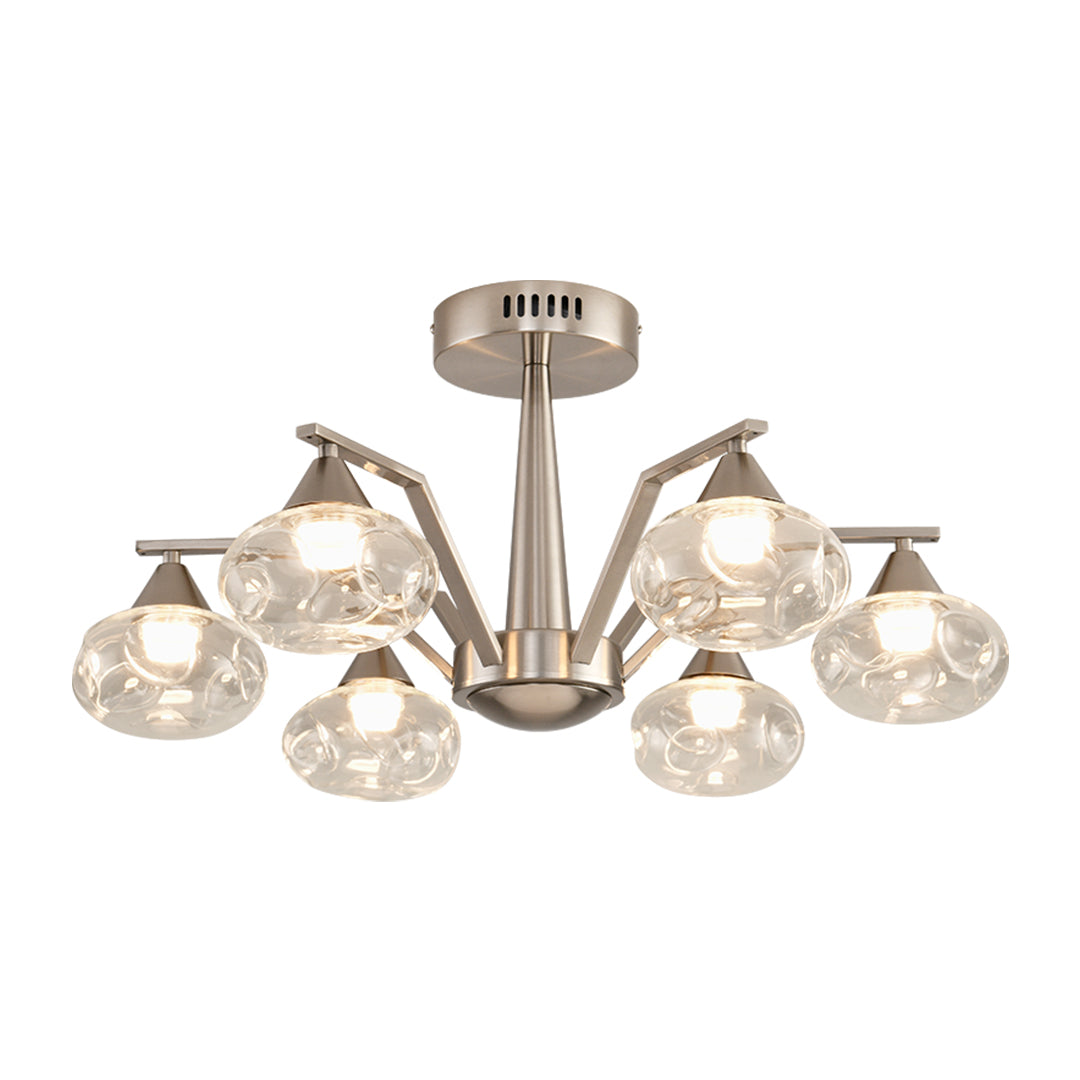 Sputnik Mid Century Semi-Flush Mount Lighting Silver Metal Ceiling Light