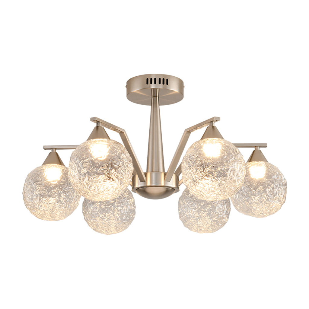 Sputnik Mid Century Semi-Flush Mount Lighting Silver Metal Ceiling Light