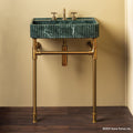 Fluted Lumbre Sink paired with Elemental Facet Vanity with Crossbar
