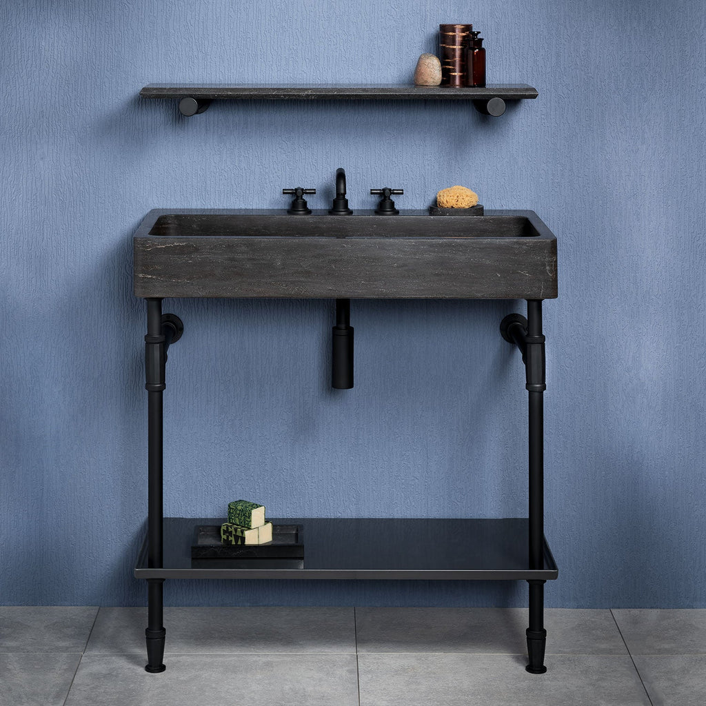 Trough Console paired with Elemental Facet Trough Vanity Legs