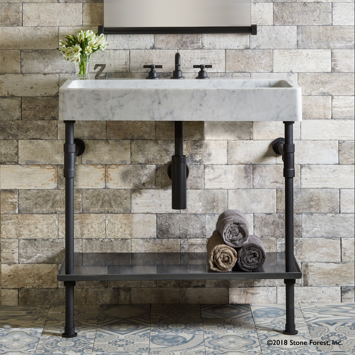 Trough Console paired with Elemental Classic Trough Tray Vanity