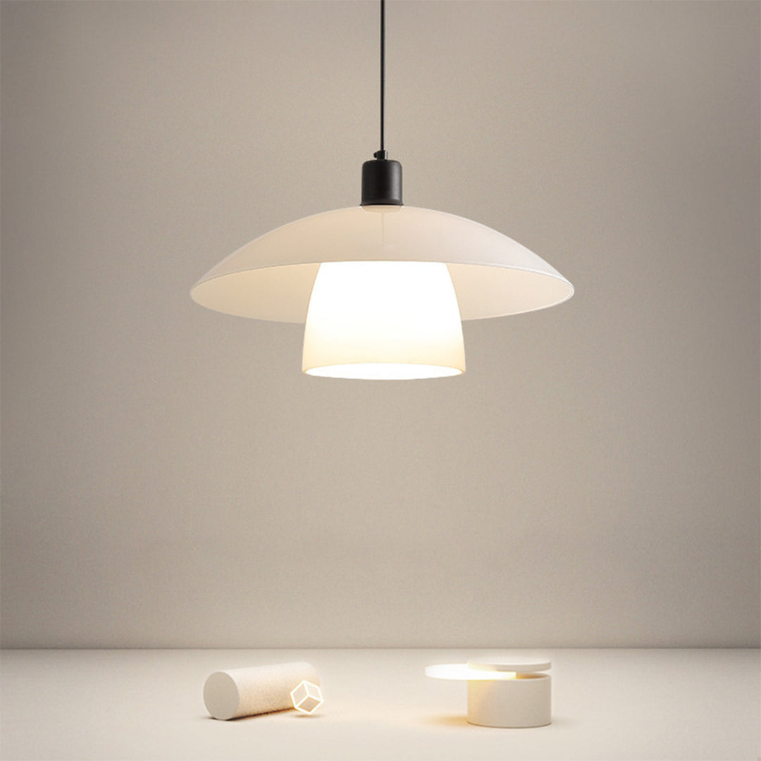 White Pendant Light Fixture Wabi Sabi Style Opal Glass Light