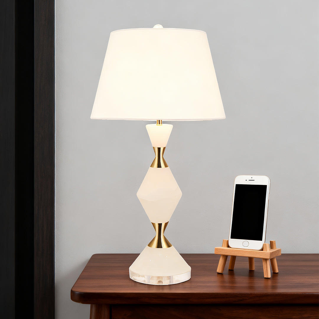 White Contemporary Table Lamps with Gold Details Elegant Lamps
