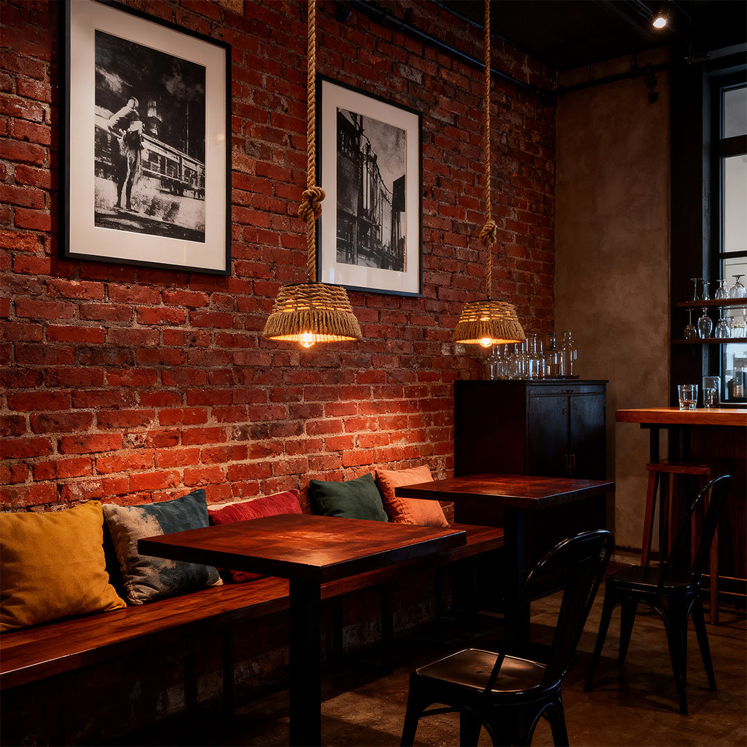 Rope Pendant Lights Vintage Industrial Style Hemp Iron Ceiling Light