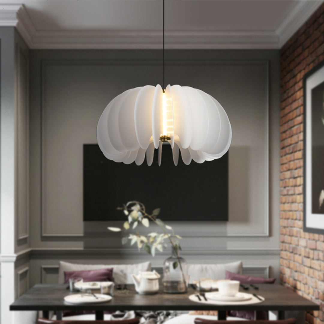White Shade Pendant Light Nordic Cream Style PE Material LED Light
