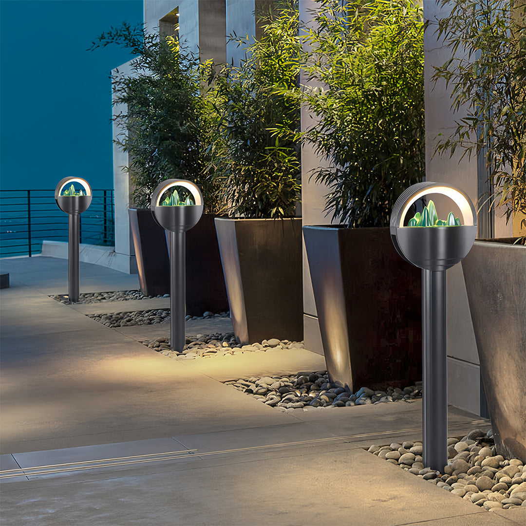 Modern Pathway Lights Frosted Globe Garden Waterproof Light