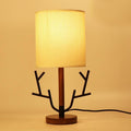 16 inch Vintage Rustic Tree Branch US Plug Table Lamp with Fabric Drum Shade