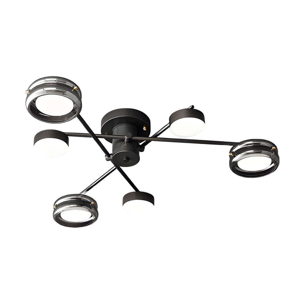 Artistic Multi-Head Matte Black Copper Semi-Flush Mount Ceiling Lighting