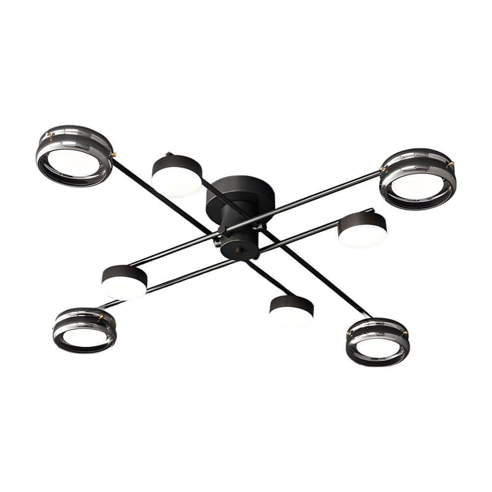 Artistic Multi-Head Matte Black Copper Semi-Flush Mount Ceiling Lighting